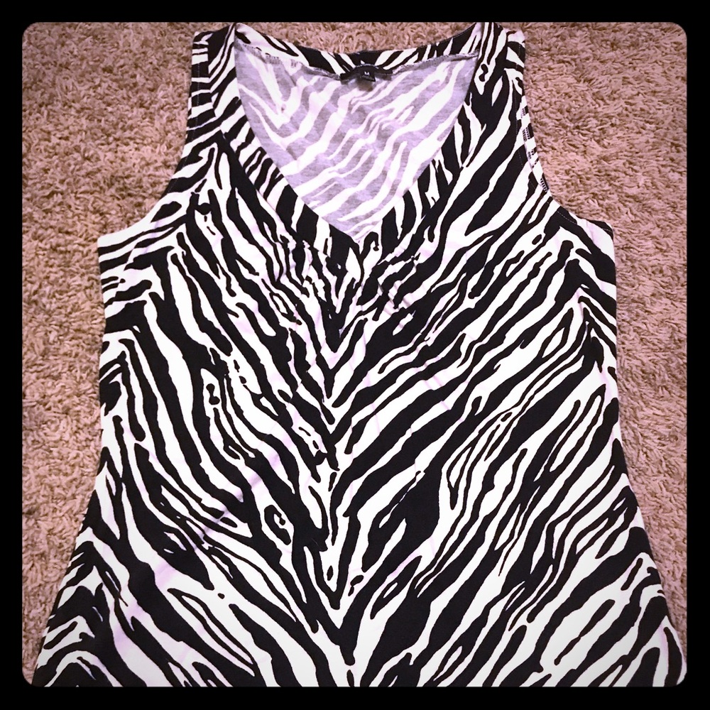 Zebra Print V-Neck from Express Like New